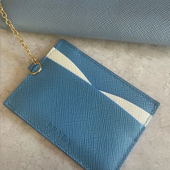 Prada Blue Long Wallet w/ Matching Cardholder - Picture 4 of 8